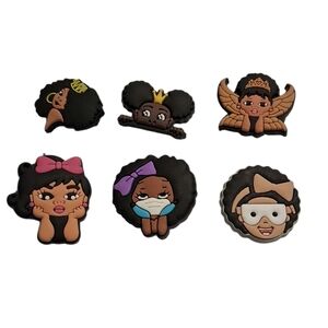 Cute Little Black Girls Cartoon Character Shoe Charms Set - Multicolor